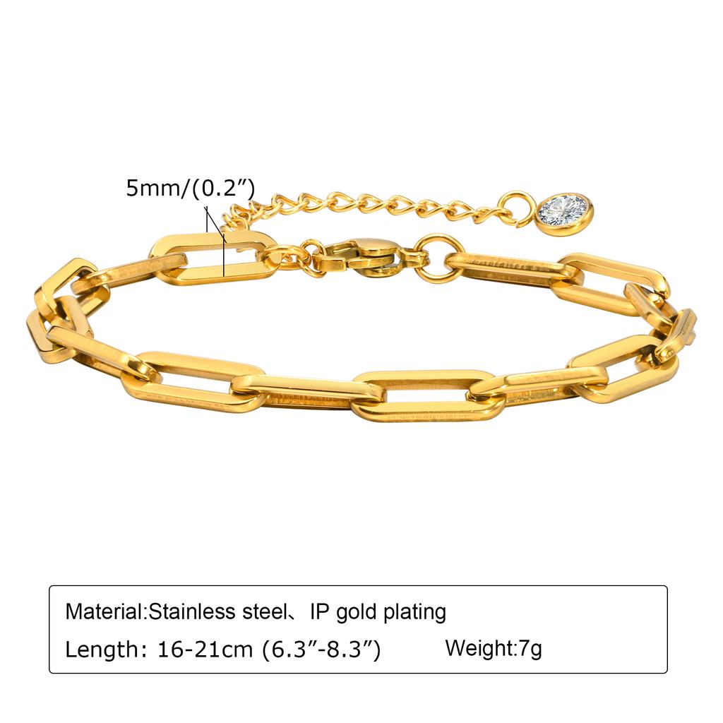 Stainless Steel Paperclip Chain Bracelet Metal Simple Bracelet For Women Men Silver Plated Punk Jewelry Gifts