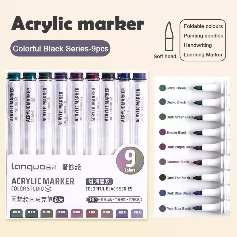 LANGUO 126Colors/box Acrylic Paint Markers Set Soft Brush Tip Acrylic Paint Pens for Rock Painting Ceramic Glass Canvas Mug Wood