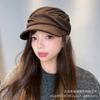 Cotton and Linen Pleated Peaked Cap Women's Autumn and Winter Warm Face Small Equestrian Hat Versatile Painter Newsboy Hat