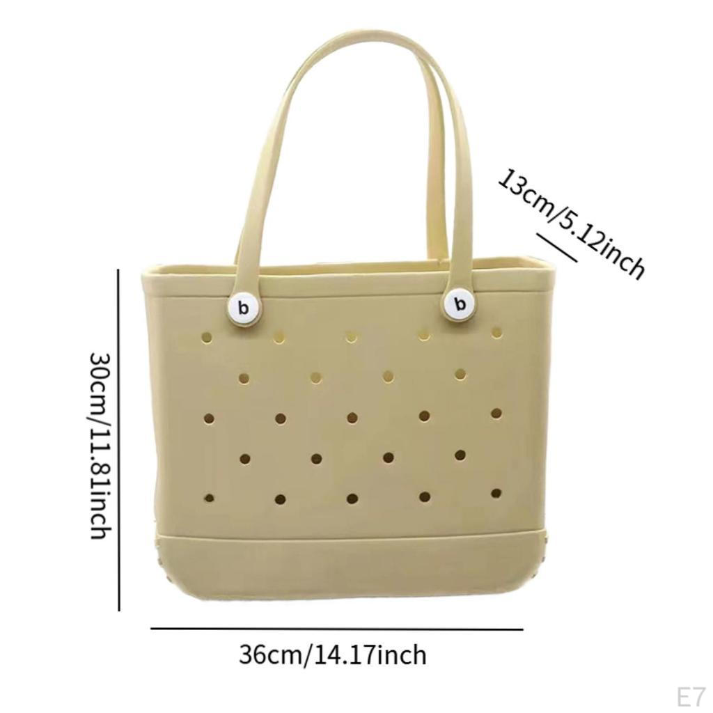 Beach Tote Bag Waterproof Open Hole Basket for Boat Outdoor Summer 38cmx32cmx13cm Green