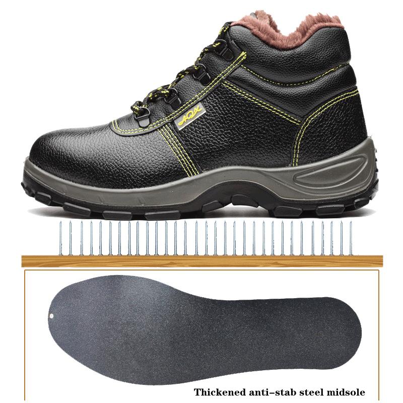 Zimní pracovní bezpečnostní obuv Pánská S ocelovou špičkou Nazouvací pracovní boty Pro muže Pravá kůže Proti rozmačkání Stavební tenisky