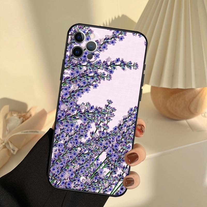 Lavender Purple Flowers Case For iPhone 11 12 13 14 15 16 Pro Max Cover For iPhone 13 12 Mini XR X XS Max Plus