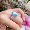 BELLA BOX Hochwertiger, großer Karat-Simulations-Topa-Stein-Diamant-offener Ring als Freundin-Valentinstag-Geschenk