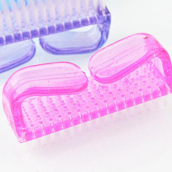 4Pcs Plastic Handle Grip Nail Dust Brush Fingernail Scrub Cleaner Pedicure Tools