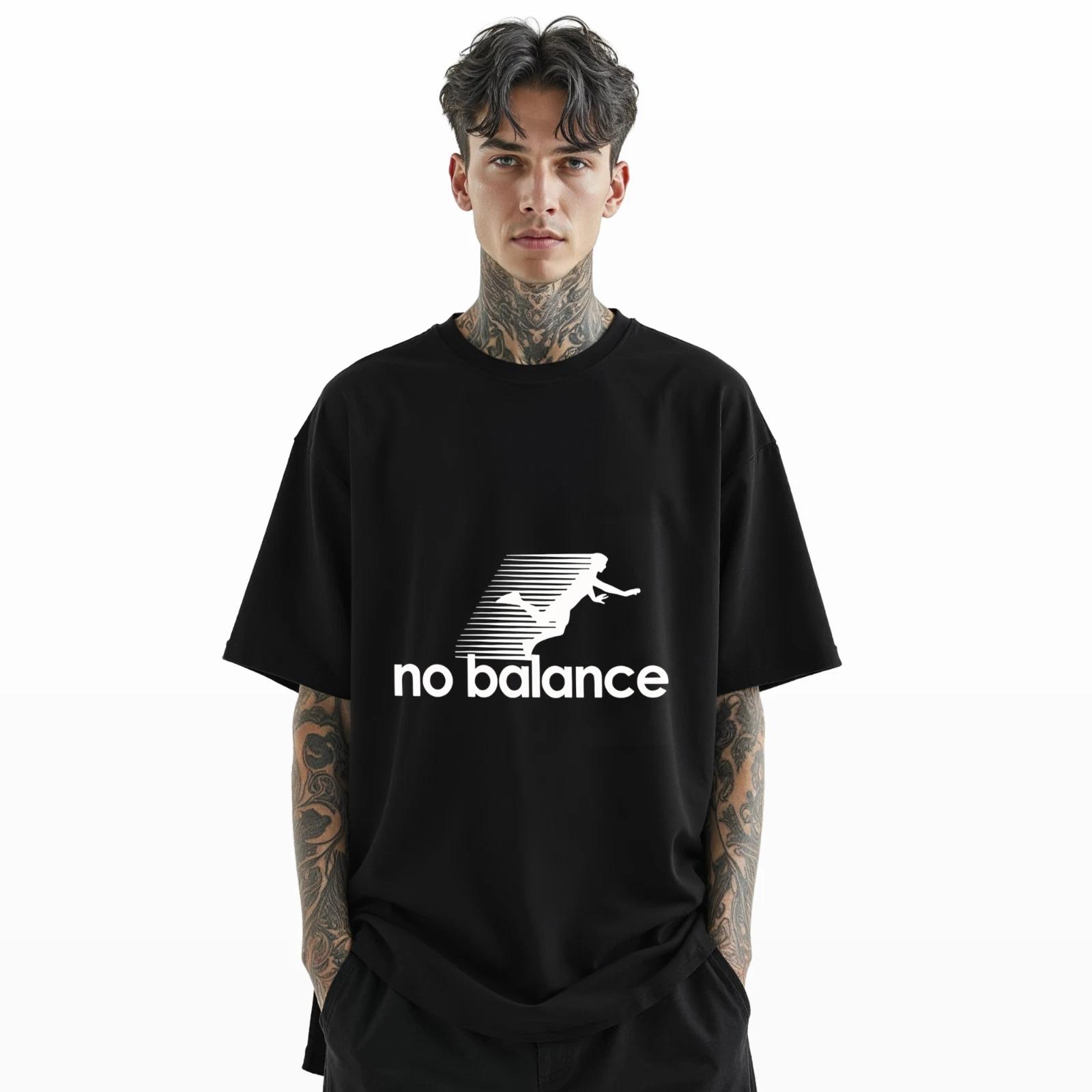 No Balance Funny T-Shirt – Parody Graphic Tee with Falling Silhouette A326 M