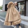 Women's Korean Style 3-in-1 Reversible Long Cotton Parka with Removable Liner and Slimming Waist