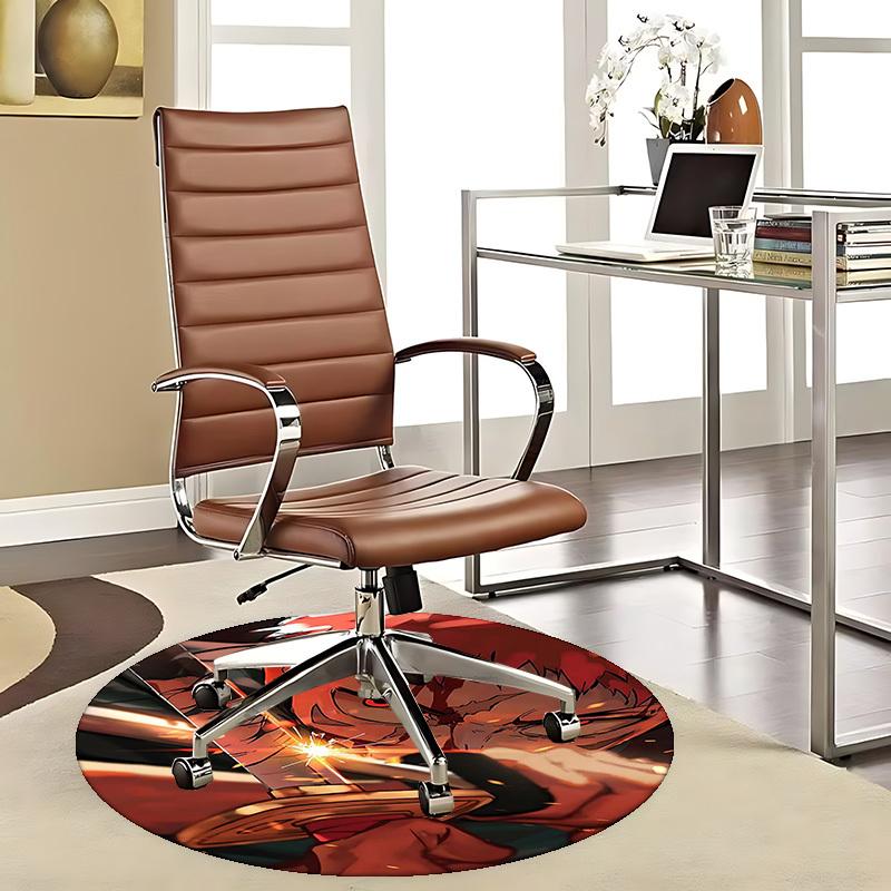 1pc Jujutsu Kaisen Satoru Gojo Anime Cartoon Design Round Carpet for Office Chair Mat, Non-Slip Rug Suitable for Home Decor, Living Room, Bedroom