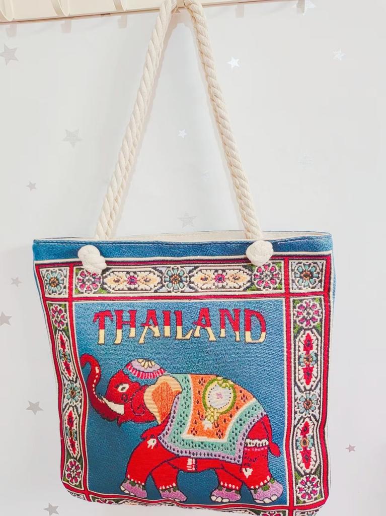 Ethnic style large shoulder bag South East Asia style double-sided embroidery cartoon animal elephant canvas bag female travel bag