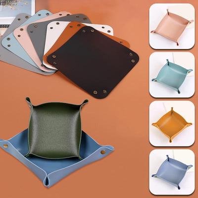 1PC Caixa de armazenamento Bandeja de armazenamento Decoração para casa Couro PU Armazenamento de mesa Portátil