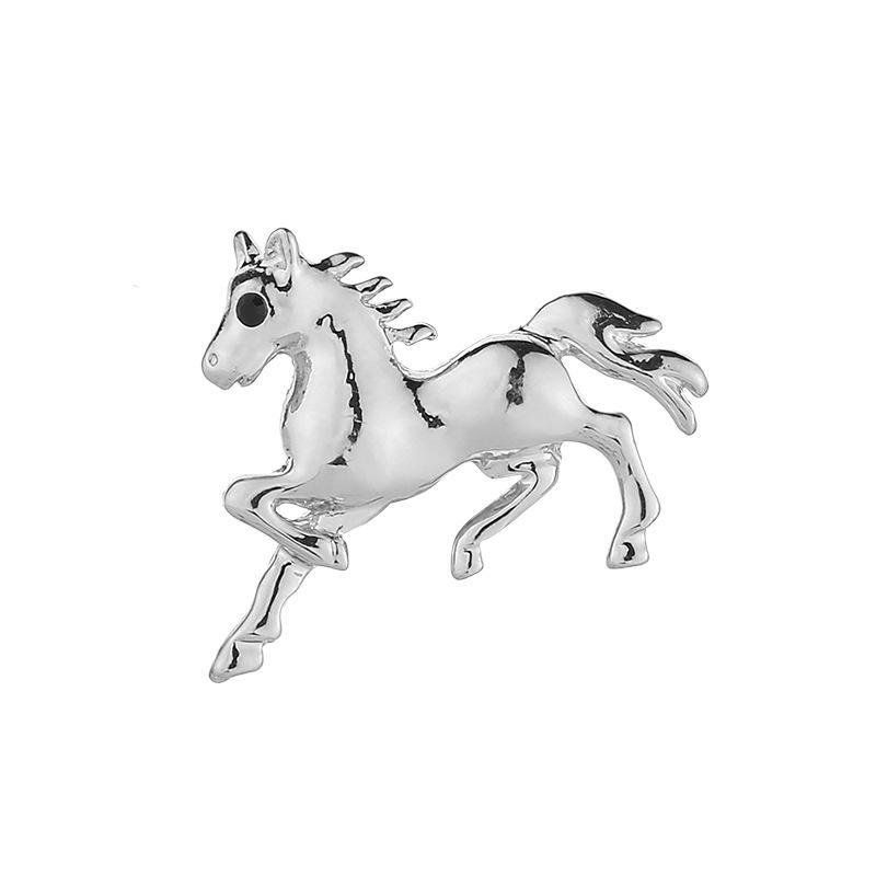 Vintage Solid Color Alloy Galloping War Horse Zodiac Pony Brooch Pins Women Men Fashion Clothing Accessories Suit Lapel Corsage
