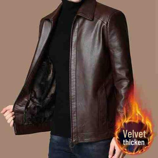 Herren Winter Lederjacke mit Fleece Futter - Für mittleres und älteres Alter.