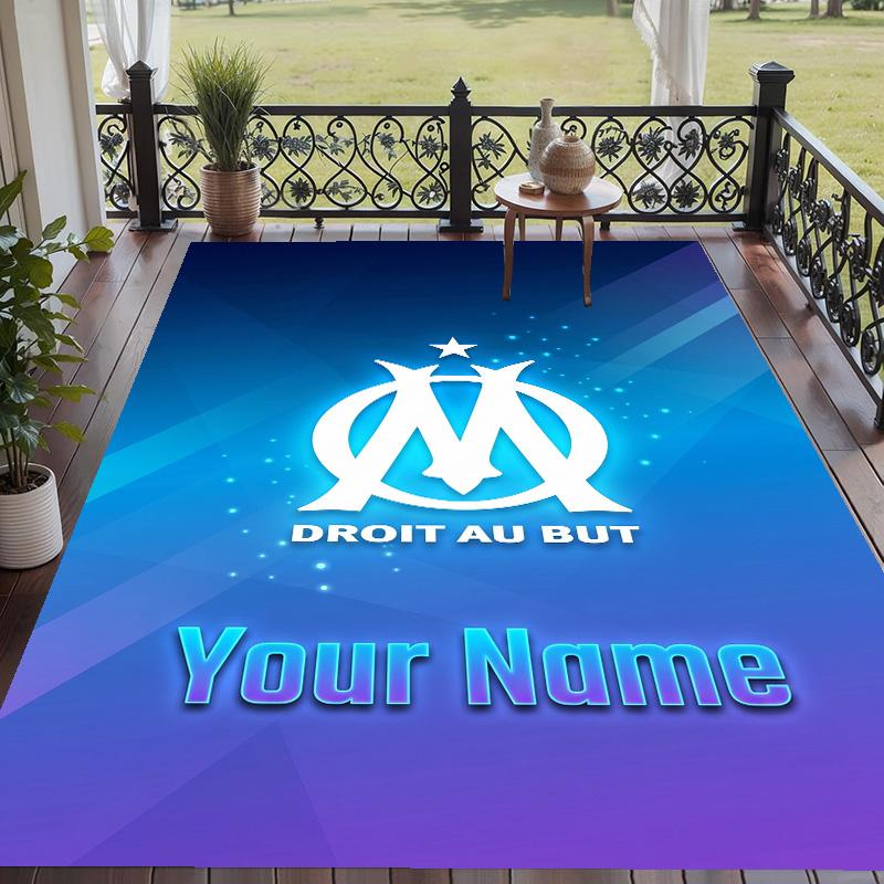 Custom Text Printed Rug Olympique Marseille FC Non Slip Floor Carpet For Home Room Decor
