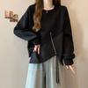 Spring Internet Celebrity New Fashion Sweatshirt for Women with Irregular Zipper and Versatile Top Trendy Design