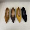 Wedge Heel Suede Pointed Single Shoes Women's Shoes 2025 New OL Style Workplace Work Shoes One Pedal Commuter Shoes Grandma Shoes