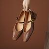 Fashion Women Shoes Pumps Genuine Leather Buckle Strap Thick Mid Heels Shoes Ins Spring 2025 Spring New Vintage Office Dress Size 34-40