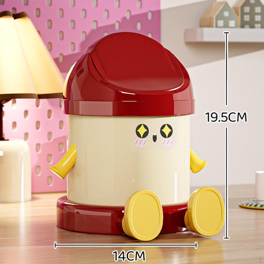 Desk Bin, Waste Storage Cute Bin with Lid for Living Room, , Vanity, Kitchen,