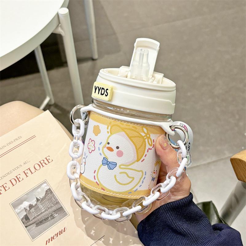 Pochacco Cartoon Plastic Water Cup With Straw For Kids And Students
