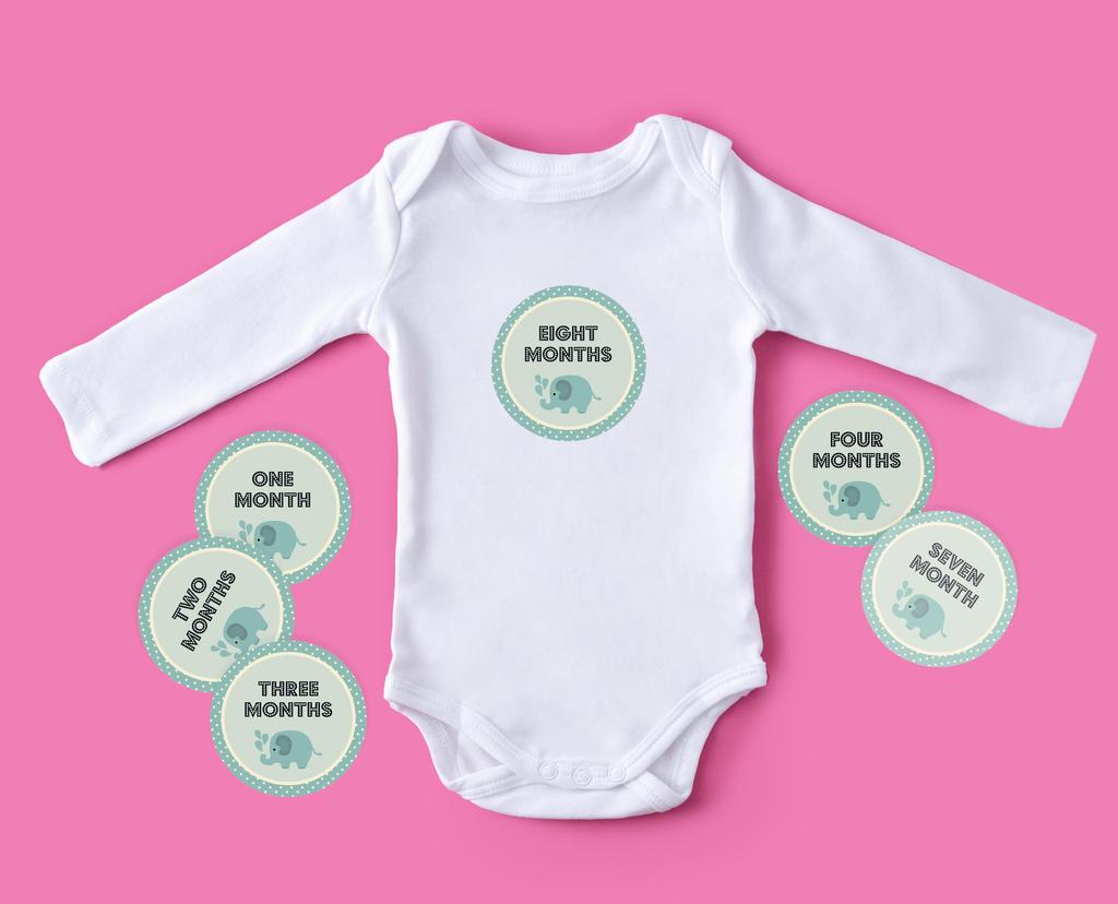 Inkdotpot 12 Month Baby  Milestone  Sticker  Boy Girl-Monthly  Milestone  Round  Stickers 24 Count