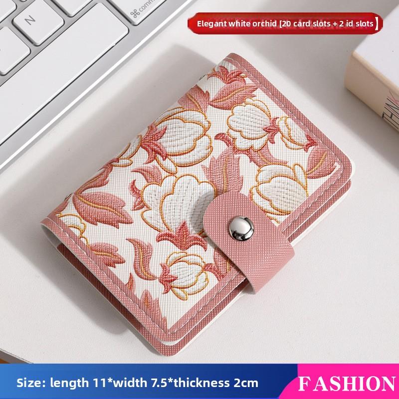 Flower Oil Painting Card Bag, Female Access Control Card, Retro Wind Multi-card Bank Card Certificate, Large-capacity Card Bag