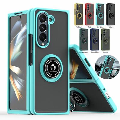 Stoßfeste matte Handyhülle für Samsung Galaxy Z Fold 6 5 4 3 Schutzhülle Ringständer Halter Shell