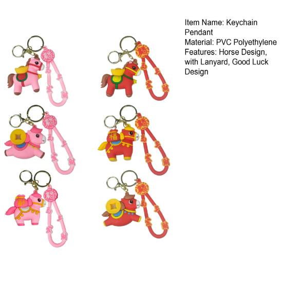 Pferd Jahr Schlüsselanhänger Anhänger mit Lanyard Wasserdicht Rotgold Glücksbringer mit Fu Design Taschenanhänger Handyzubehör