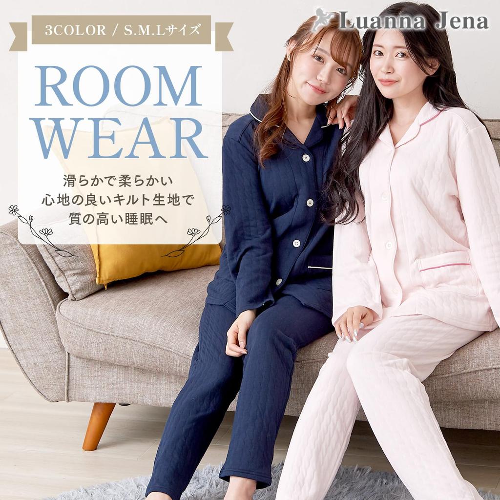 Luanna Jena Long Pajama Designed for a Comfortable Designed by Sleep QWHI01 Women's Sleepwear, 100% Cotton, Sleeve, Front-Opening Set, Sleep, Experts,