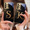 Lettres magiques « K S A » Pour Samsung A73 A72 A71 A42 A56 A55 A54 A53 A52s A52 A51 A36 A35 A34 A33 A32 A16 Coque de téléphone en verre doré