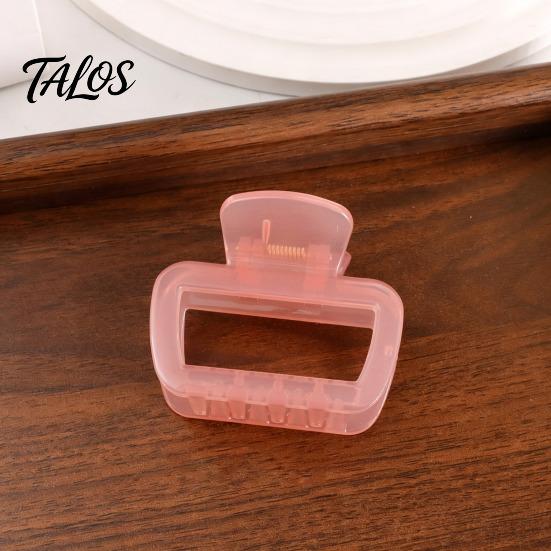 Anti-slip Hair Claw Hollow Square Design Claw, Semi-Transparent Back Head Shark Half-up Clip with Anti-Slip Teeth And Thick Elastic Spring for