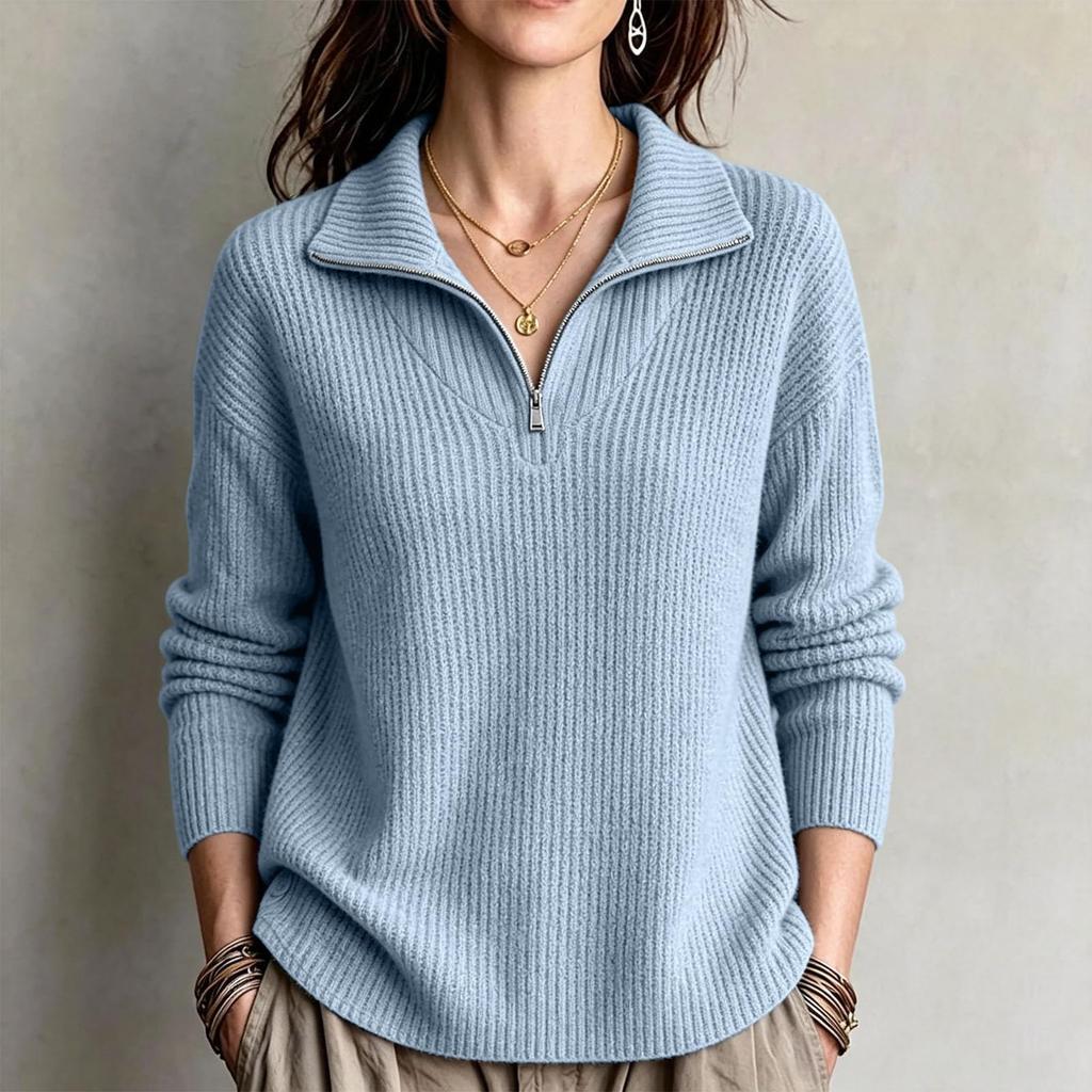 Women's V-Neck Long Sleeve Pullover Sweater for Casual Daily Wear
