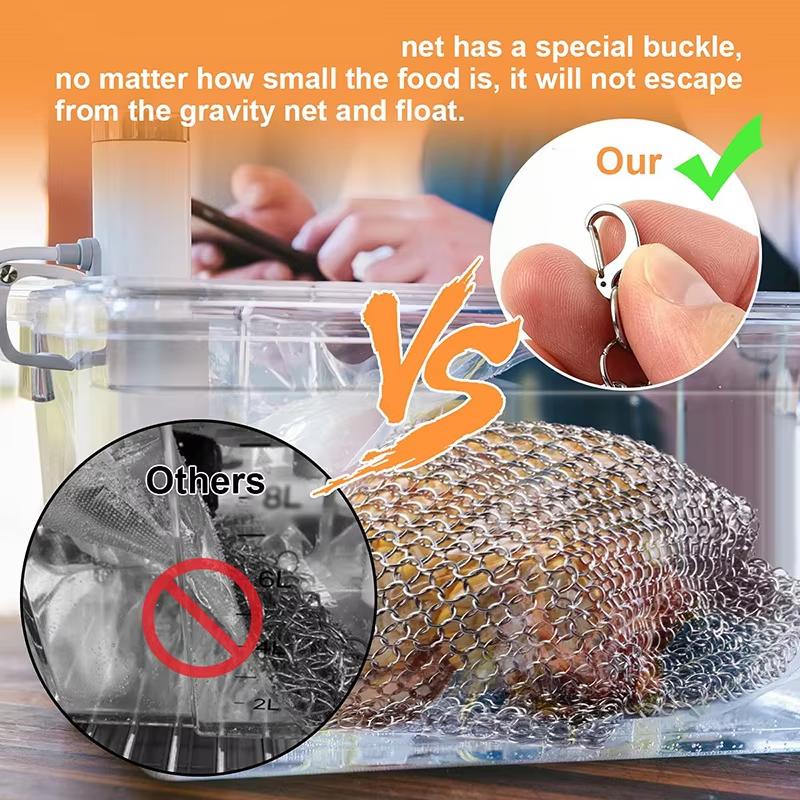 Sous Vide Sinker Weight Food Grade Stainless Steel Mesh Net Secure Immersion Evenly Cook Kitchen Accessory