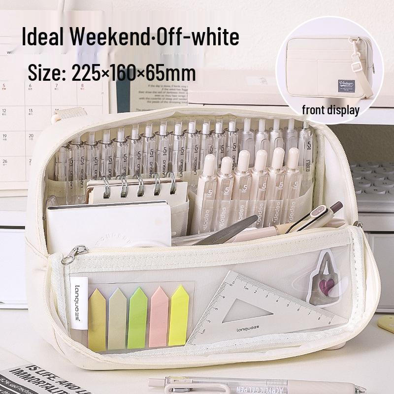 Large Capacity Blue Transparent Ita Pencil Case - Stylish and Functional for Students