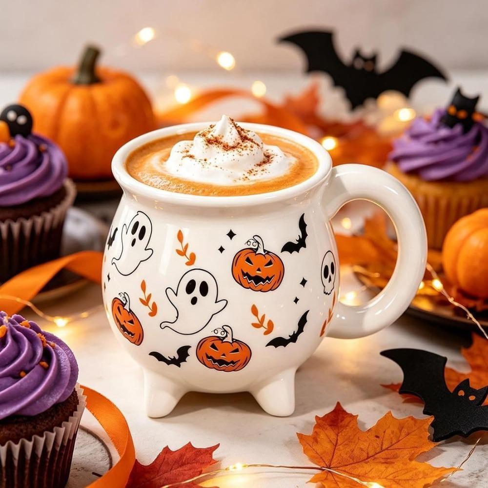 Witch's Cauldron Cup Ceramic 350ml Halloween Autumn Decoration Pumpkin