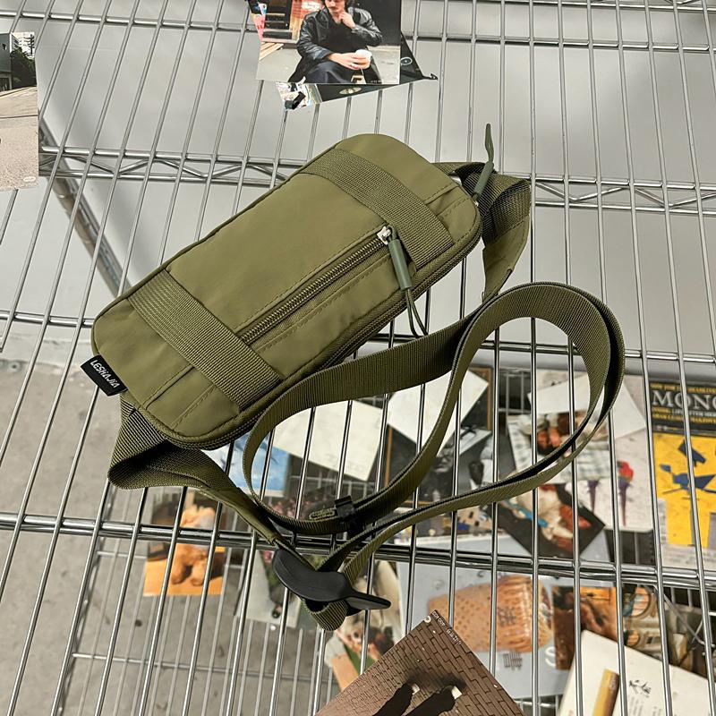 

Summer Canvas Casual Solid Color Waist Bag Unisex Crossbody Bags Multifunctial Commuting Lightweight Small Chest Bag армія зелений колір
