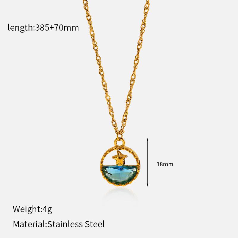 

Ocean Pendant Necklace Women Titanium Steel Fade Resistant Light Luxury Collarbone Chain Jewelry Gift