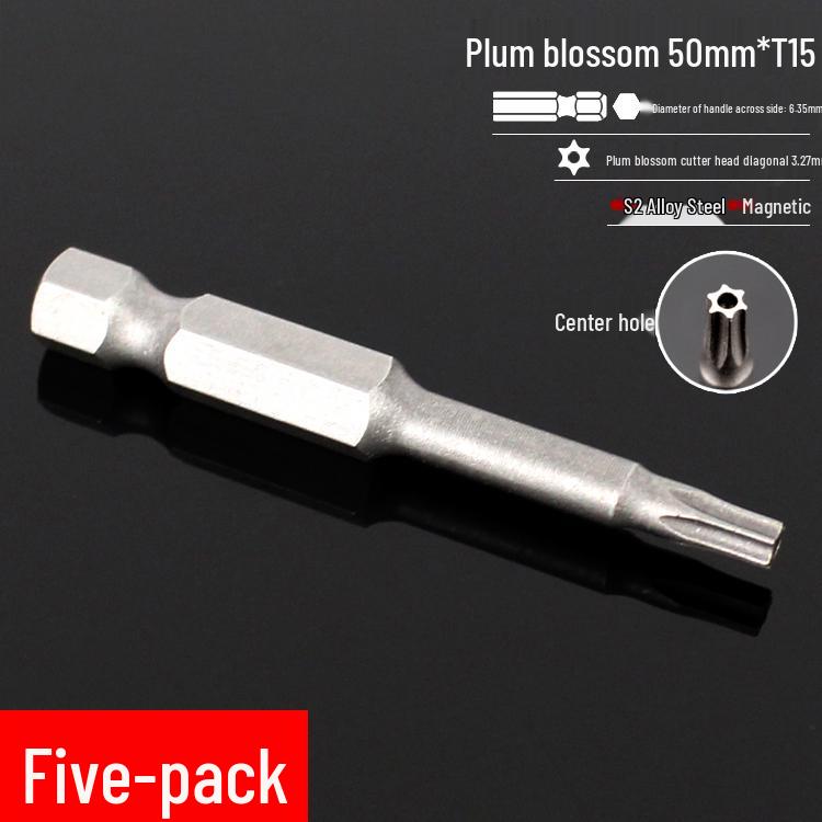 Plum Blossom S2 Magnetic Hex Screwdriver Set - 6.35mm Pneumatic Drill Bit Set