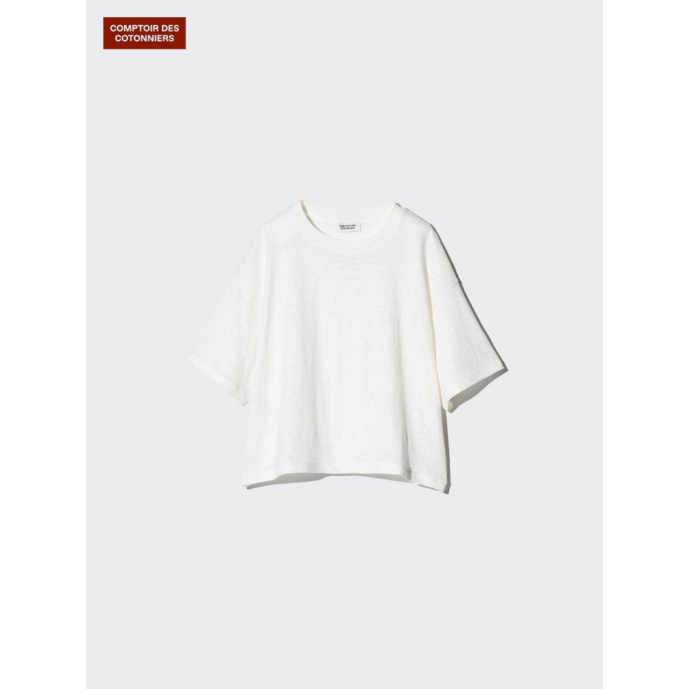 Uniqlo Japan Linen Boxy T 5 minuTe Sleeve