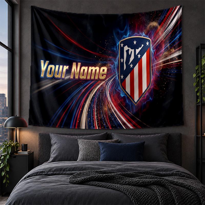 Personalized Tapestry Wall Hanging Atletico Madrid FC Pattern Art Background Cloth