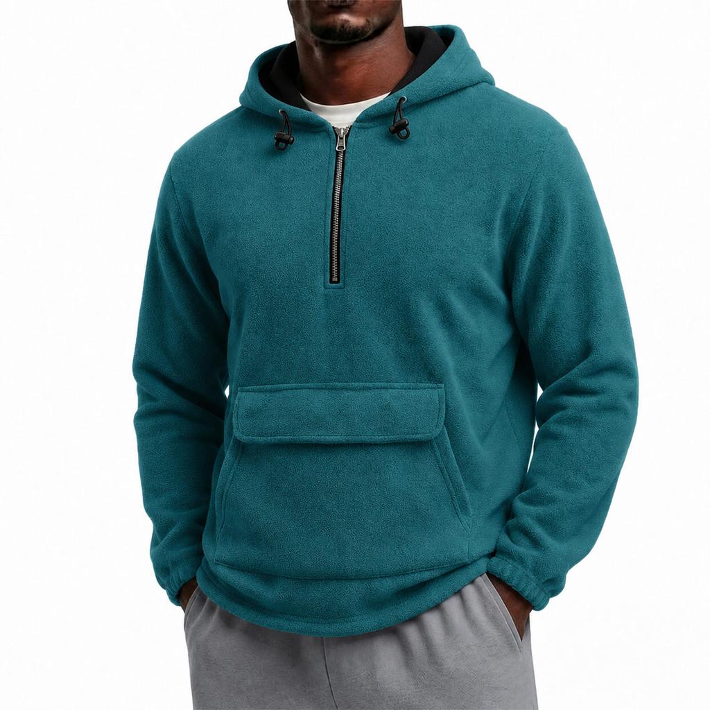 Men's Color Hoodie with Patch Pocket Long Sleeve Casual Athletic Sweatshirt