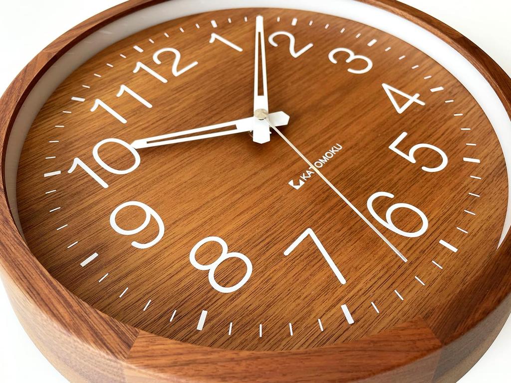 KATOMOKU Muku Clock 2 Walnut Wall Clock with Continuous Second Hand Radio km-46WARCS 306mm (SKP Clock)