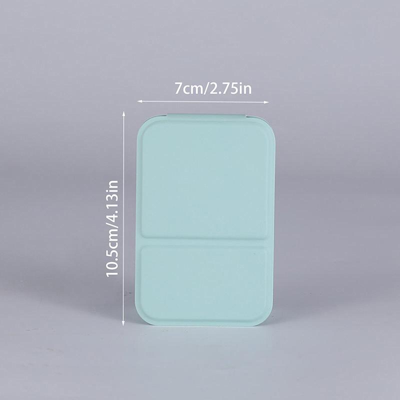 Desktop Mini Foldable Makeup Mirror Solid Color Pu Leather Simple Portable Wear-Resistant Student Compact Handheld Makeup Mir
