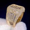 Huitan Luxury Geometric Women Ring Gold Color Fashion Wedding Lady Accessories with Shining CZ Noble Gorgeous Party Zircon
