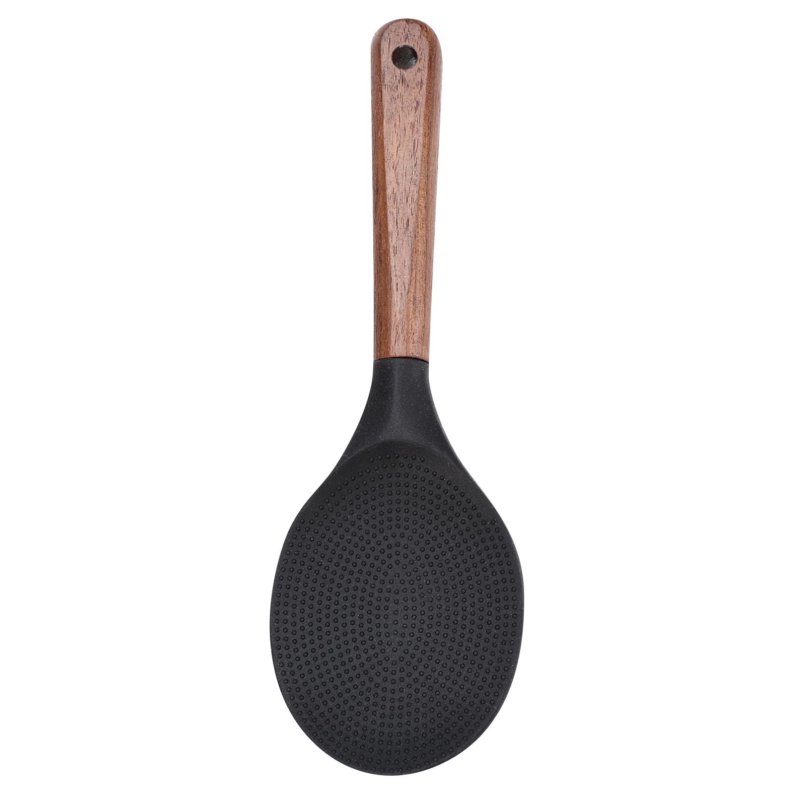 

Silicone Rice Spoon With Wooden Handle: Non-stick Rice Spoon, Mashed Potato Spoon, Heat-resistant Kitchen Utensil, Gentle Spoon Head Design.