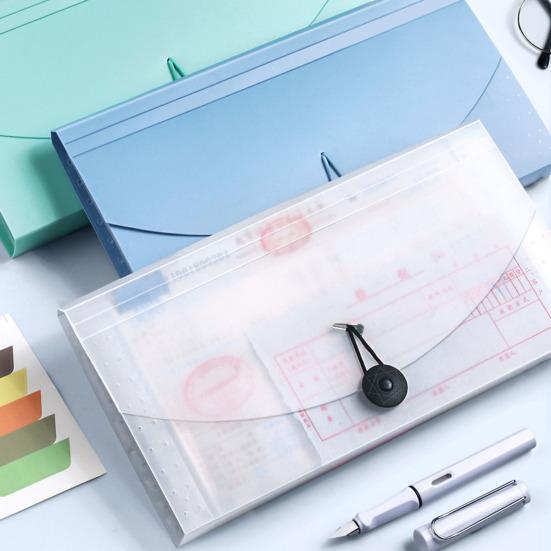 Quittungsorganizer Wasserdicht Kassenbeleg Halter Erweiterbare Aktenmappe Knopfdesign Große Kapazität Geschäftsgutscheine Aufbewahrungstasche