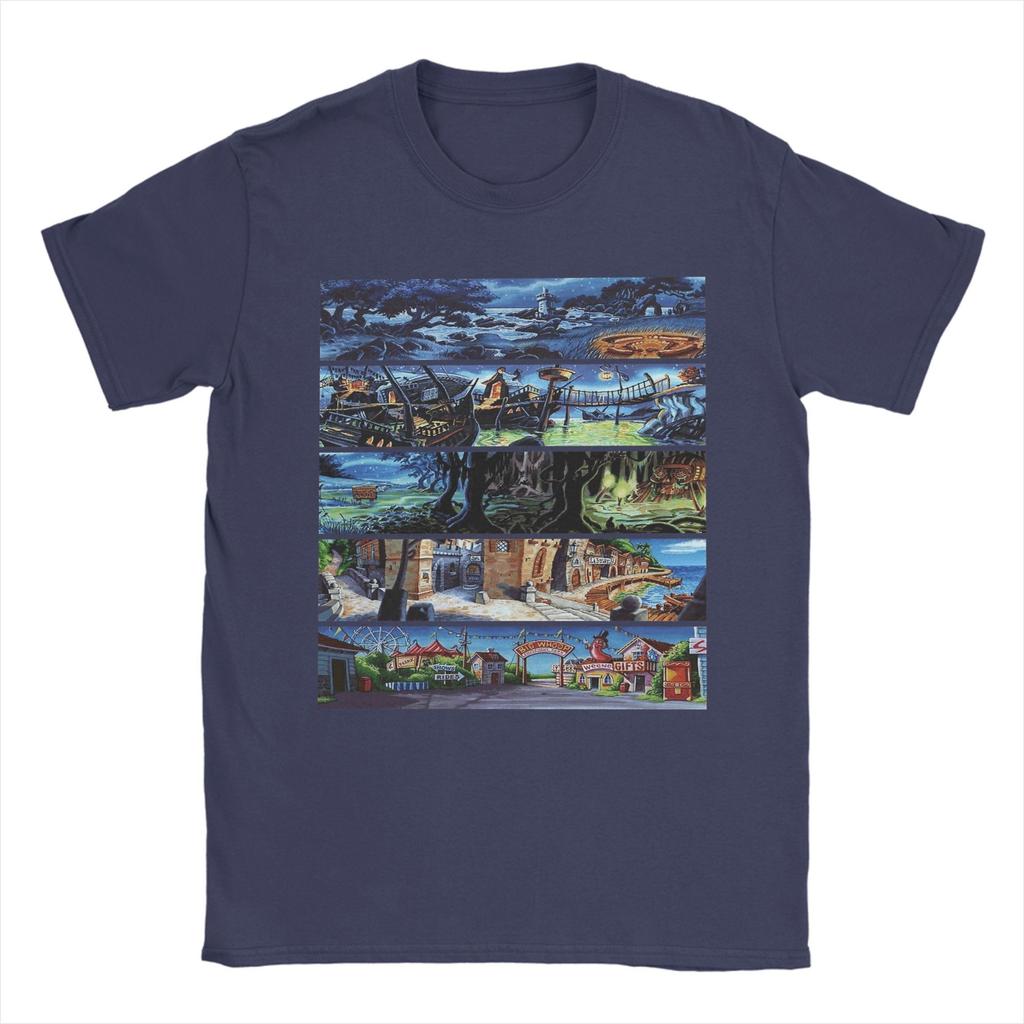 Monkey Island 2 Scenery Collage Fashion T Shirts for Men Women Pure Cotton Tee Shirt Clothing