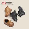 Girls' and Boys' Fleece-lined Leather Boots: Autumn and Winter Cotton Shoes, Yellow Children's Walking Shoes, Infant Martin Boots.