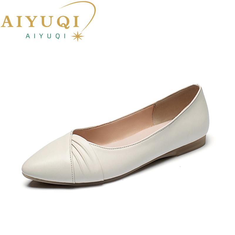 Women Shoes Casual Genuine Leather Spring  New Soft-soled Lightweight Mother Shoes Large Size 35-43 Flat Shoes For Ladies