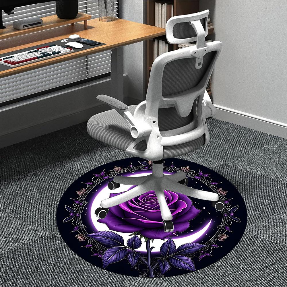 

1pc Purple Rose Decorative Chair Carpet for Office Machine Washable Rug for Office, Good Gift for Family or Friends yy251225239 80cm by 80cm
