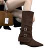 High Heel Pointed Brown Boots Medium Knight Boots Women's Shoes 2025 Spring Autumn Winter Pant Pants Boots Long Boots Retro Long Boots