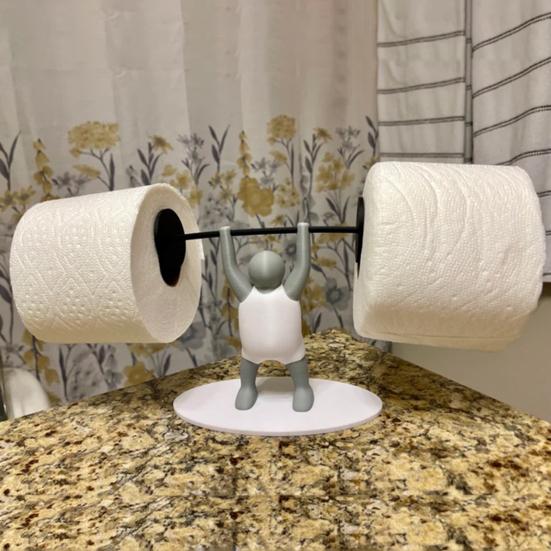 Weightlifter Toilet Paper Holder 3D Printed Barbell Lifter Toilet Paper Roll Holder