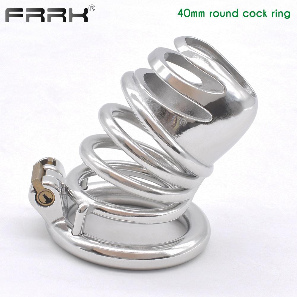 Juguetes sexuales rizados BDSM con cerradura integrada, jaula de castidad de Metal para pájaros, dispositivos de cinturón de Bondage masculino grande, fetiche, anillos para pene a medida, Juguetes